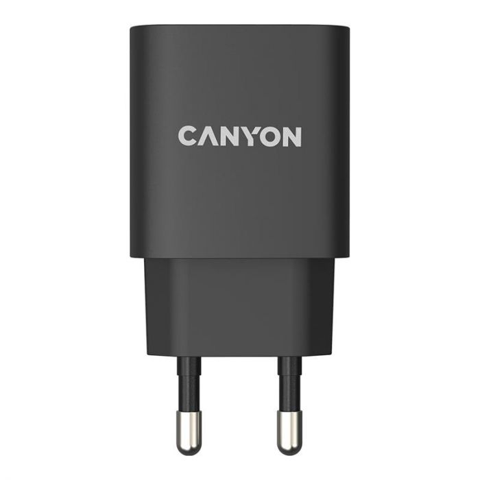 Мережевий зарядний пристрій Canyon H-20-02 (1USB, 3A) PD Black (CNE-CHA20B02)