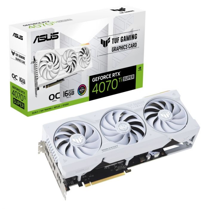 Відеокарта GF RTX 4070 Ti Super 16GB GDDR6X TUF Gaming OC White Asus (TUF-RTX4070TIS-O16G-WHITE-GAMING)