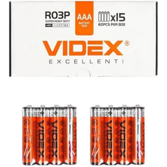 Батарейка Videx Super Heavy Duty Shrink AAA/R3 60шт/уп