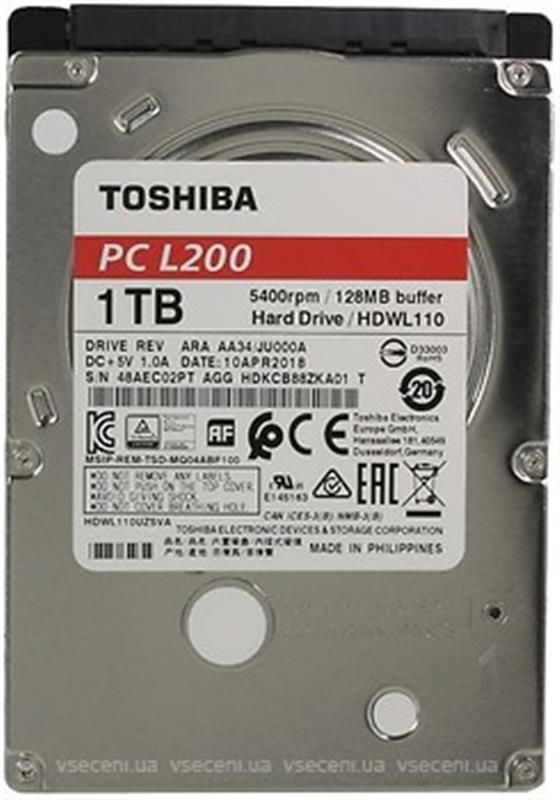 Накопичувач HDD 2.5" SATA 1.0TB Toshiba L200 5400rpm 128MB (HDWL110)_Refurbished