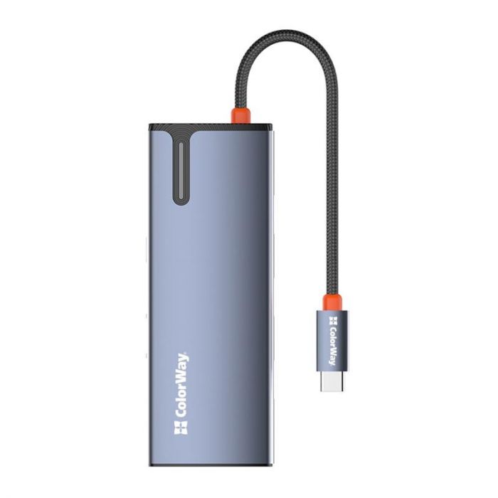 Док-станція СolorWay USB-C 6-в-1 Type C PD 100W/USB3.0х3/HDMI 4К/RJ45 (CW-HUB02)