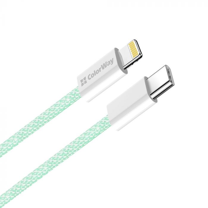 Кабель ColorWay Lightning + USB Type-C (M/M), 3.0 А, 1 м, Green (CW-CBPDCL061-G)