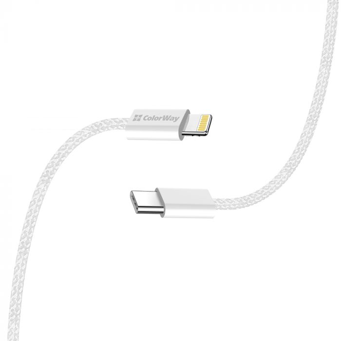 Кабель ColorWay Lightning + USB Type-C (M/M), 3.0 А, 1 м, Grey (CW-CBPDCL061-GR)