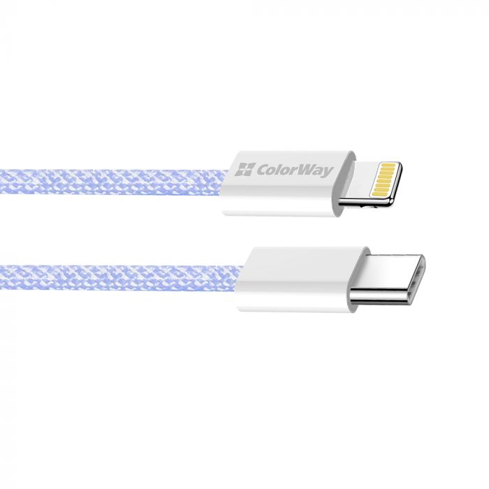 Кабель ColorWay Lightning + USB Type-C (M/M), 3.0 А, 1 м, Purple (CW-CBPDCL061-PU)