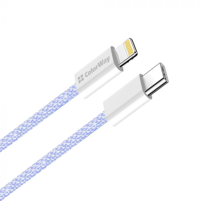 Кабель ColorWay Lightning + USB Type-C (M/M), 3.0 А, 1 м, Purple (CW-CBPDCL061-PU)