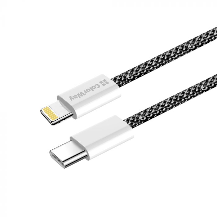 Кабель ColorWay Lightning + USB Type-C (M/M), 3.0 А, 1 м, Black (CW-CBPDCL061-BK)