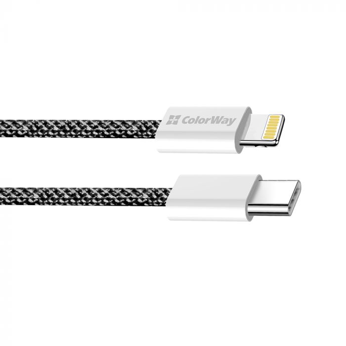 Кабель ColorWay Lightning + USB Type-C (M/M), 3.0 А, 1 м, Black (CW-CBPDCL061-BK)