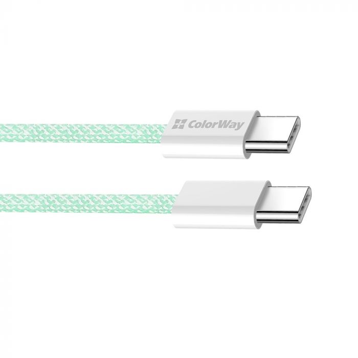 Кабель ColorWay USB Type-C + USB Type-C (M/M), 3.0 А, 1 м, Green (CW-CBPDCC061-G)