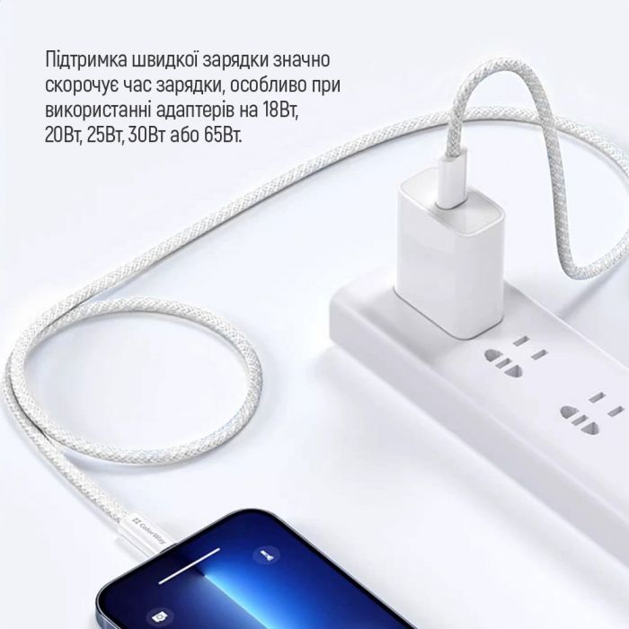 Кабель ColorWay USB Type-C + USB Type-C (M/M), 3.0 А, 1 м, Grey (CW-CBPDCC061-GR)