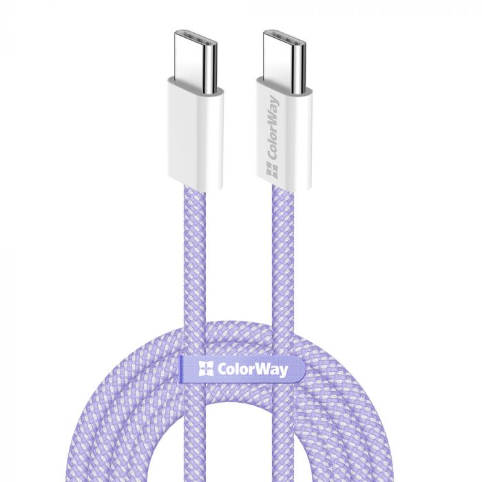 Кабель ColorWay USB Type-C + USB Type-C (M/M), 3.0 А, 1 м, Purple (CW-CBPDCC061-PU)