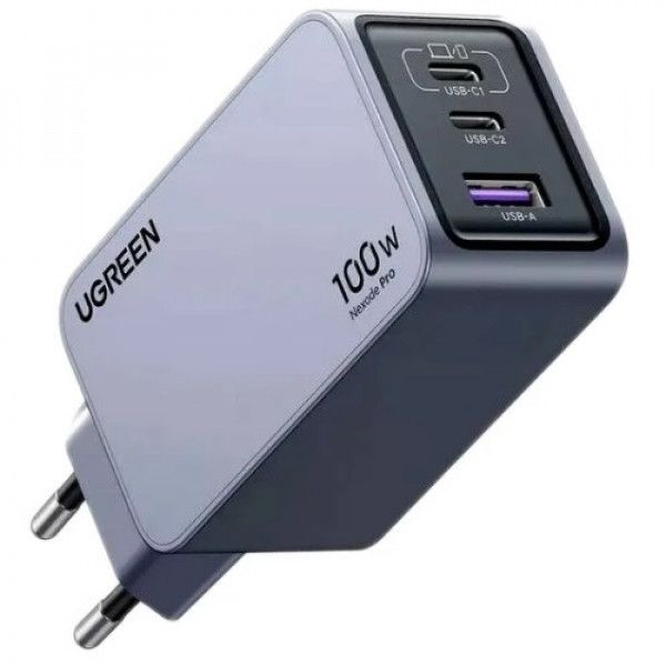 Зарядний пристрій Ugreen Nexode Pro X757 100W GaN (2хUSB-C+USB-A) Gray (25874)