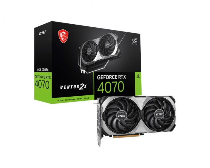 Відеокарта GF RTX 4070 12GB GDDR6 Ventus 2X E1 OC MSI (GeForce RTX 4070 VENTUS 2X E1 12G OC)