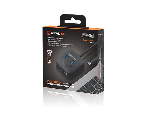 USB-хаб REAL-EL CQ-407 4 ports