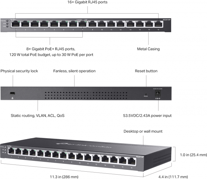 Комутатор TP-Link TL-SG2016P