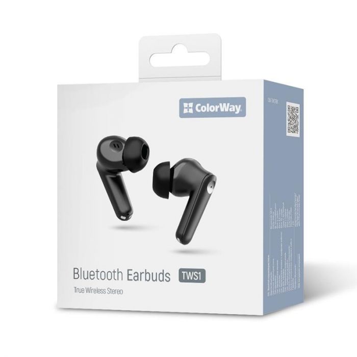 Bluetooth-гарнітура СolorWay Slim TWS-1 Earbuds Long Life Black (CW-TWS1BK1)