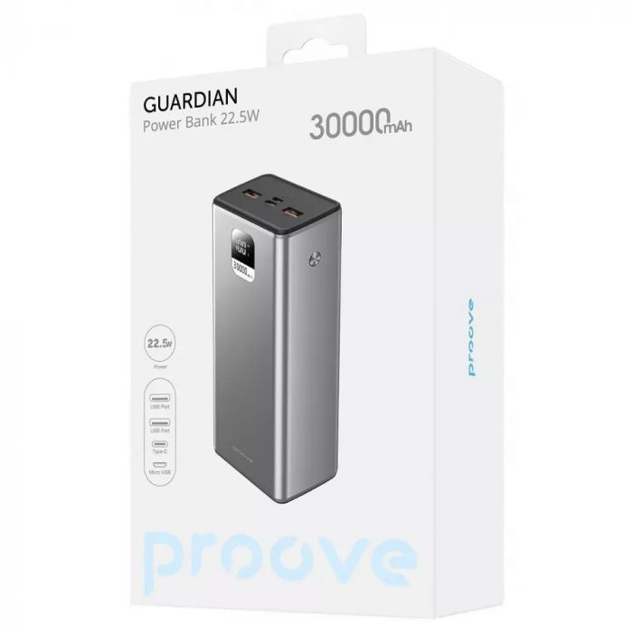 Універсальна мобільна батарея Proove Guardian 22.5W 30000mAh (PBG322210004)