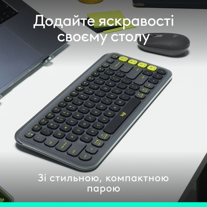 Комплект (клавіатура, миша) бездротовий Logitech Pop Icon Combo Graphite (920-013156)