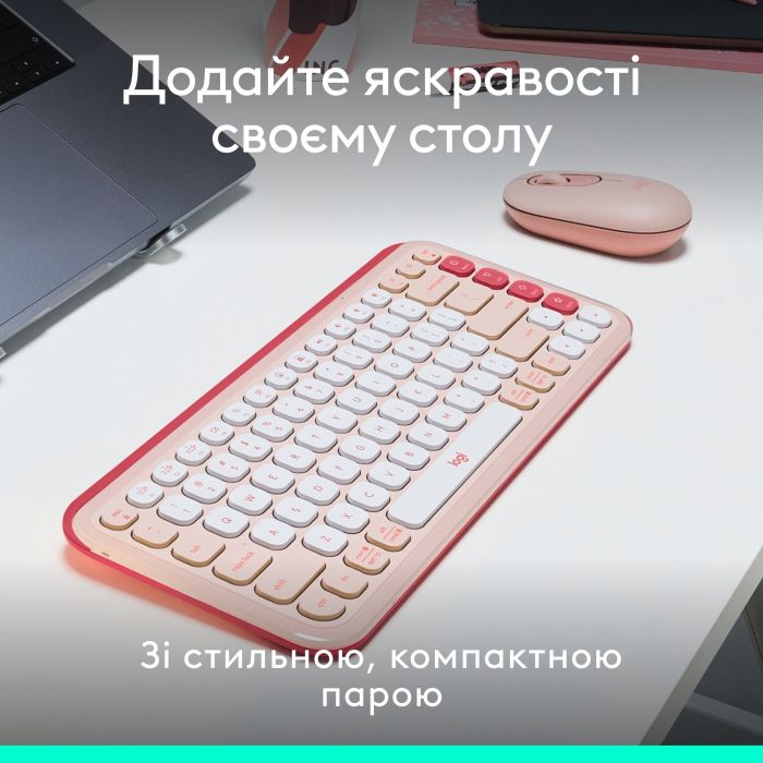 Комплект (клавіатура, миша) бездротовий Logitech Pop Icon Combo Rose (920-013142)