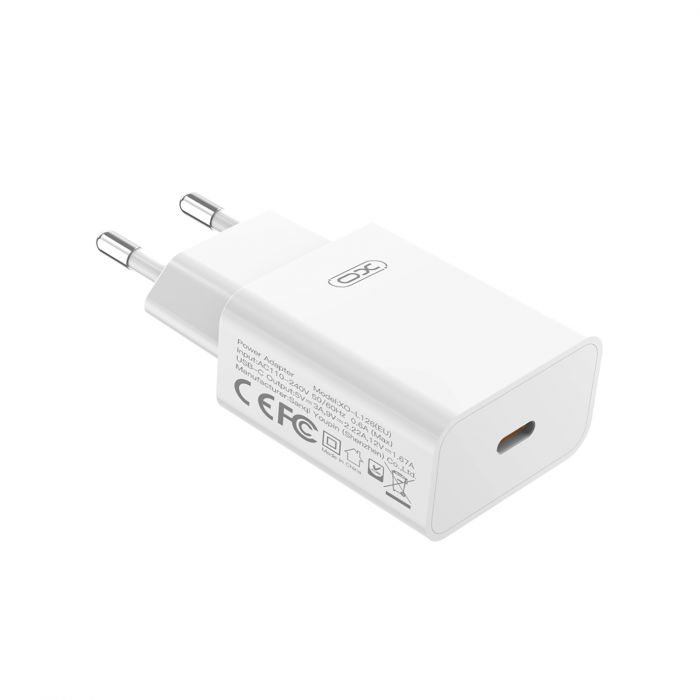 Мережевий зарядний пристрій XO L126 (1USB-С, 3А) PD White (L126.white)