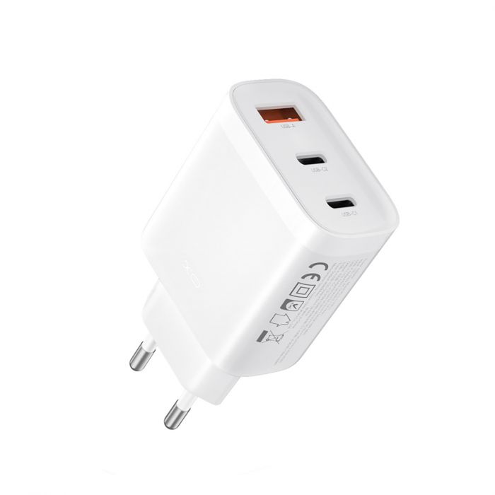 Мережевий зарядний пристрій XO L117 (2USB-С, 1USB, 3А) PD, QC 3.0 White (L117.white)