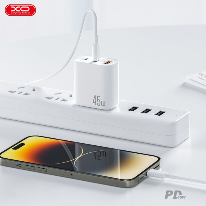 Мережевий зарядний пристрій XO L117 (2USB-С, 1USB, 3А) PD, QC 3.0 White (L117.white)