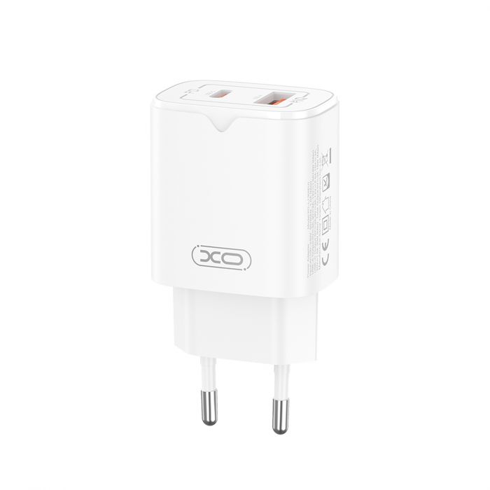 Мережевий зарядний пристрій XO L130 (1USB-С, 1USB, 3А) PD, QC 3.0 White (L130.white)