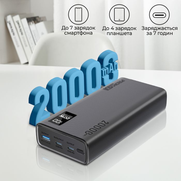 Універсальна мобільна батарея Promate Bolt-20PD Black 20000mAh