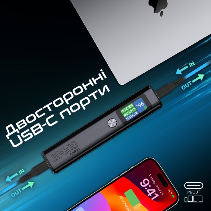 Універсальна мобільна батарея Promate Titan-130 130W 20000mAh Gray