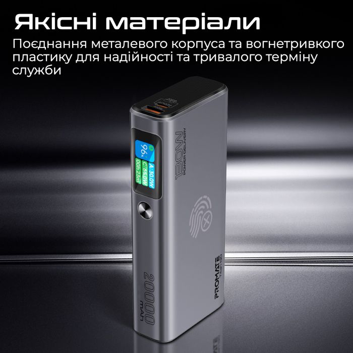 Універсальна мобільна батарея Promate Titan-130 130W 20000mAh Gray