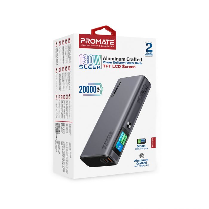 Універсальна мобільна батарея Promate Titan-130 130W 20000mAh Gray