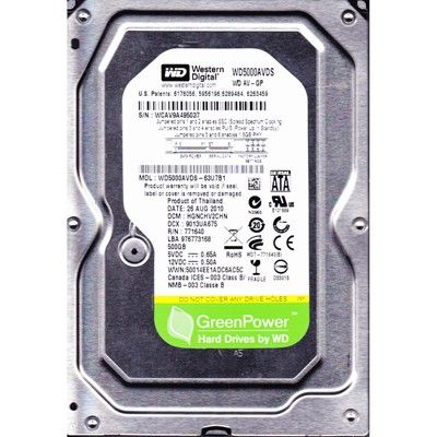 Накопичувач HDD SATA  500GB WD AV-GP 32MB (WD5000AVDS) Ref