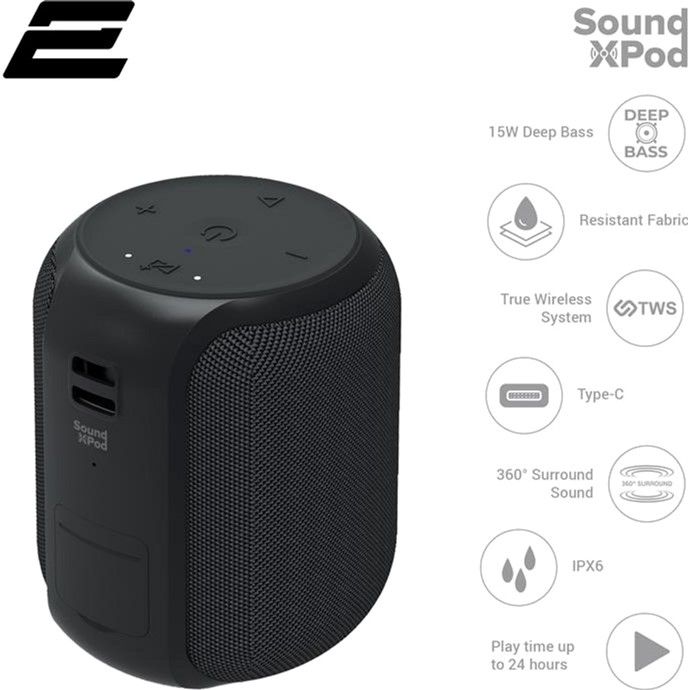 Акустична система 2E SoundXPod TWS MP3 Wireless Waterproof Black (2E-BSSXPWBK)