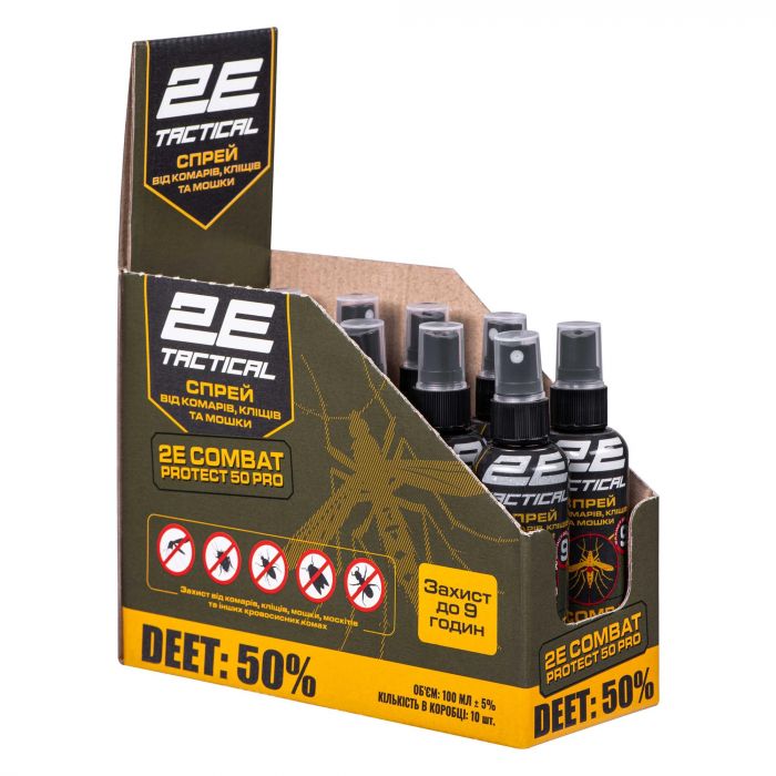 Спрей від комарів, кліщів та мошок 2E Combat Protect 50 Pro, 100 мл, 10 шт (2E-RPLNTDT50-10DB)