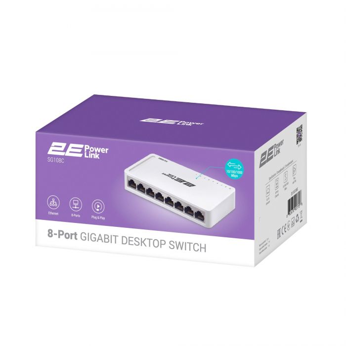 Комутатор 2E PowerLink SG108C (8xGE, некерований)