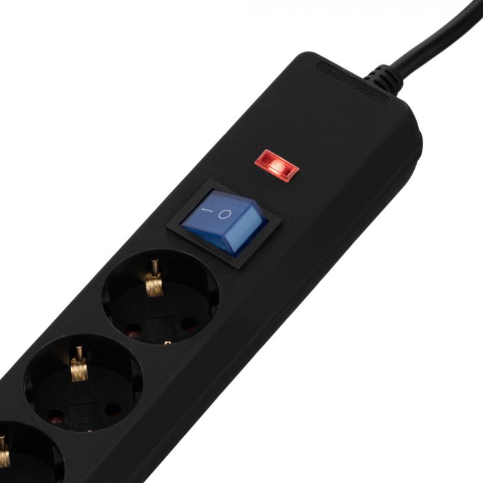 Фільтр живлення 2E 3 розетки, 1 м, черный (2E-U03C14M1BK)