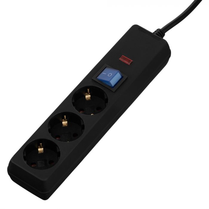Фільтр живлення 2E 3 розетки, 1 м, черный (2E-U03C14M1BK)