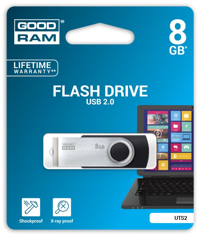 Флеш-накопичувач USB2.0  8GB GOODRAM UTS2 (Twister) Black (UTS2-0080K0R11)