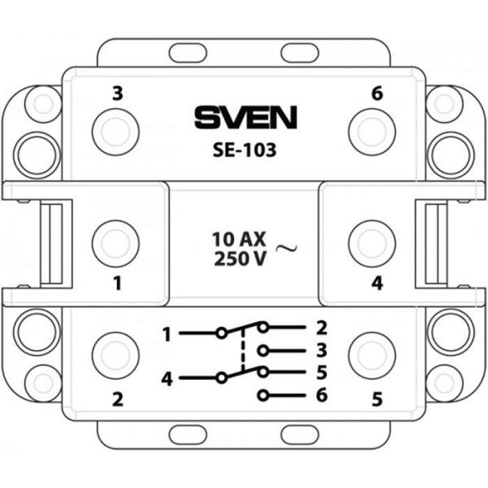 Вимикач SVEN Home SE-103 прохідний двополюсний одинарний прихованого типу білий