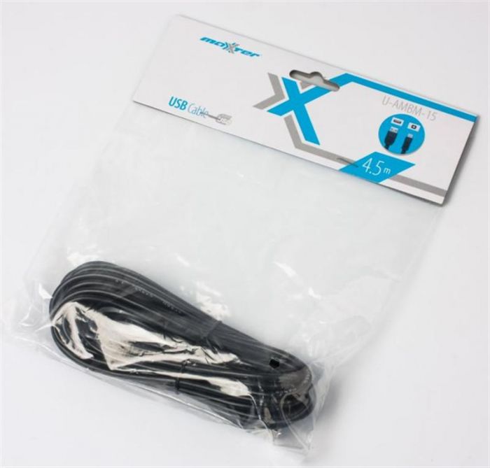 Кабель Maxxter USB - USB Type-B V 2.0 (M/M), 4.5 м, Black (U-AMBM-15)