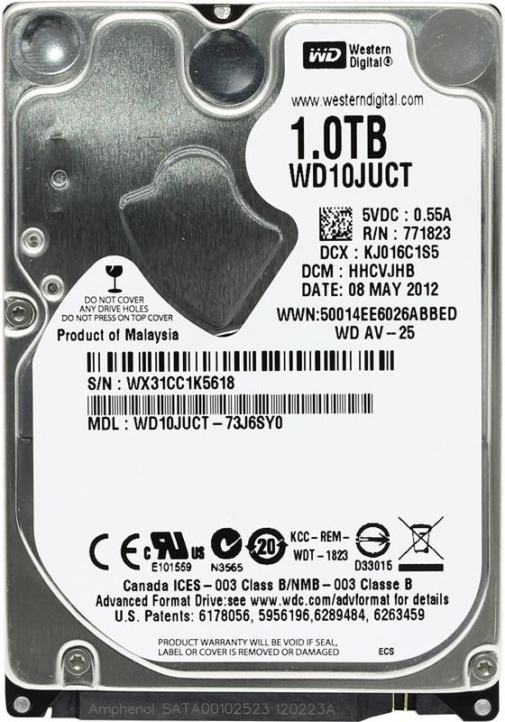 Накопичувач HDD 2.5" SATA 1.0TB WD AV-25 16MB 5400rpm (WD10JUCT) Ref