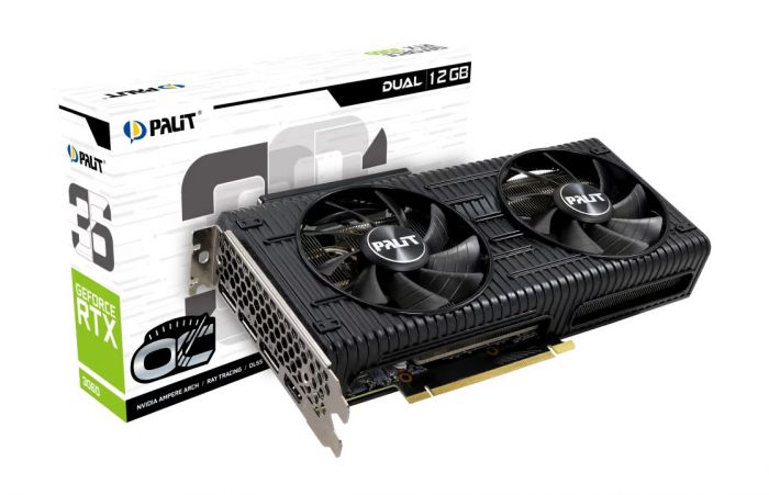 Відеокарта GF RTX 3060 12GB GDDR6 Dual Palit (NE63060019K9-190AD) (LHR)