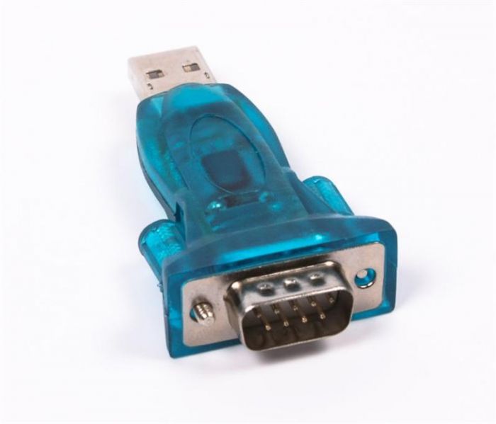 Перехідник Viewcon USB - COM (M/M), 9-pin, блакитний (VE 066) коробка