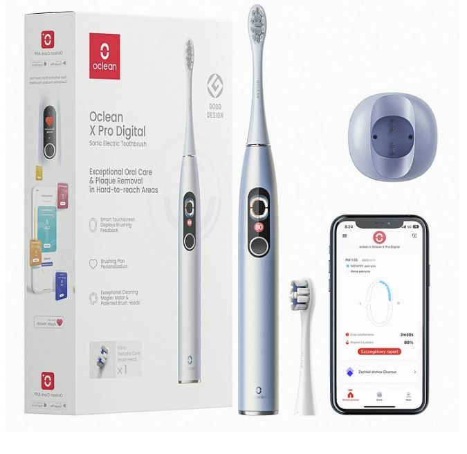 Розумна зубна електрощітка Oclean X Pro Digital Electric Toothbrush Glamour Silver (6970810552560)