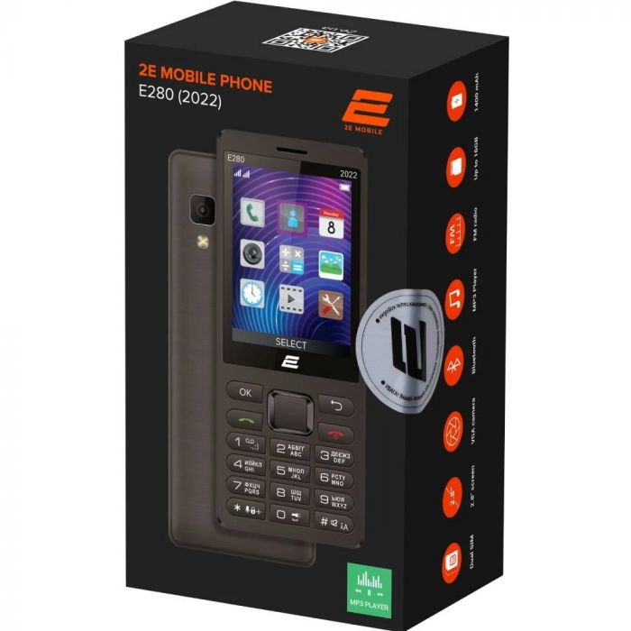 Мобiльний телефон 2E E280 2022 Dual Sim Black (688130245210)