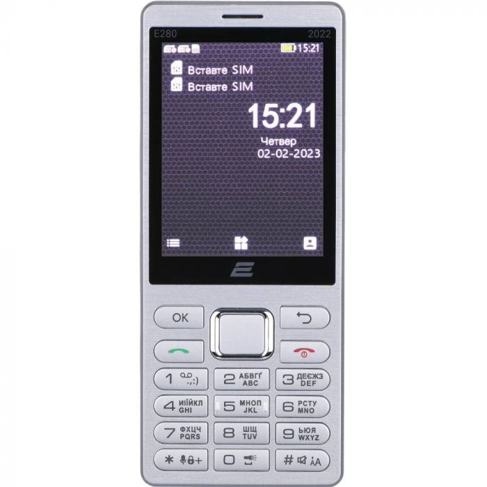 Мобiльний телефон 2E E280 2022 Dual Sim Silver (688130245227)