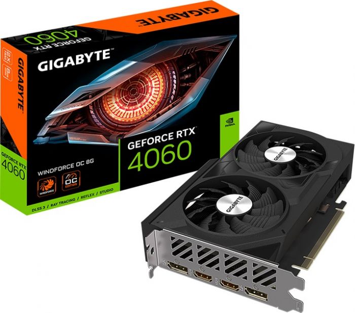 Відеокарта GF RTX 4060 8GB GDDR6 Windforce OC Gigabyte (GV-N4060WF2OC-8GD)