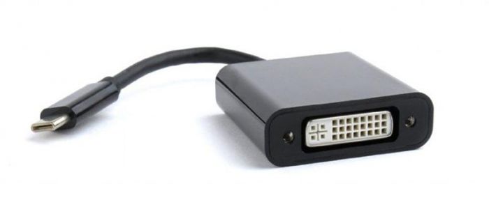 Адаптер Cablexpert USB Type-C - DVI (M/F), 0.15 м, чорний (A-CM-DVIF-01) 