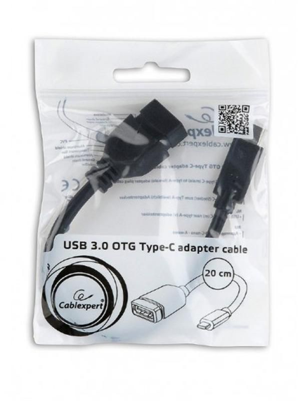 Кабель Cablexpert USB Type-C - USB V 3.0 (M/F), 0.2 м, чорний (A-OTG-CMAF3-01)