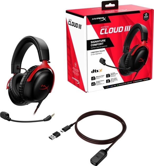 Гарнiтура HyperX Cloud III Black/Red (727A9AA)