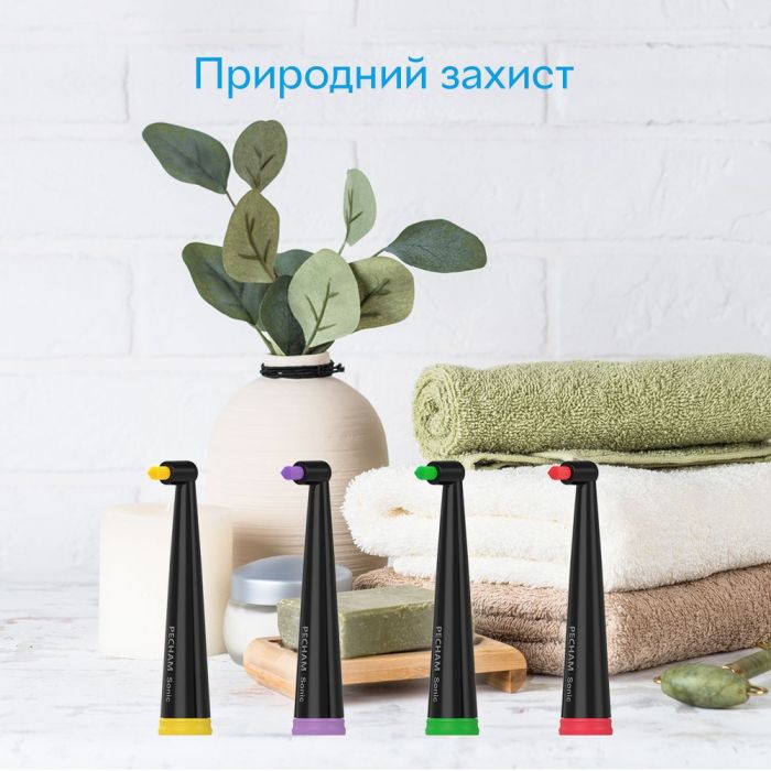 Насадки монопучкові середньої жорсткості для зубної щітки Pecham Black